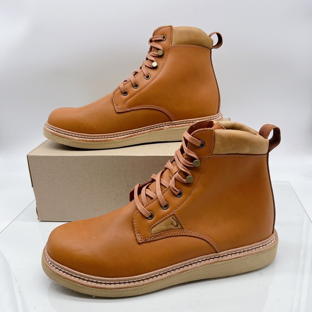 NEW Olukai Men's Kilakila Durable Leather Work Boots Coconut Husk Brown US 13 - Picture 3 of 12